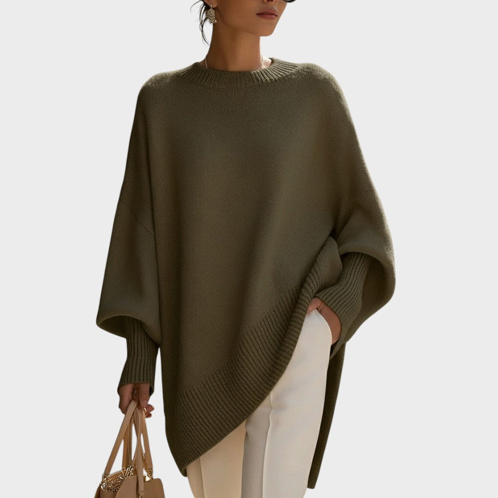 Capa de Punto Asimétrica Oversize | Celeste