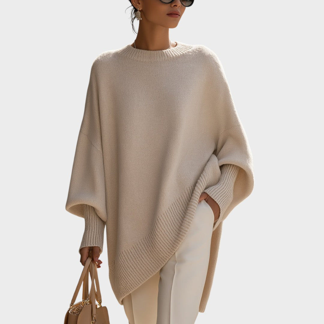 Capa de Punto Asimétrica Oversize | Celeste