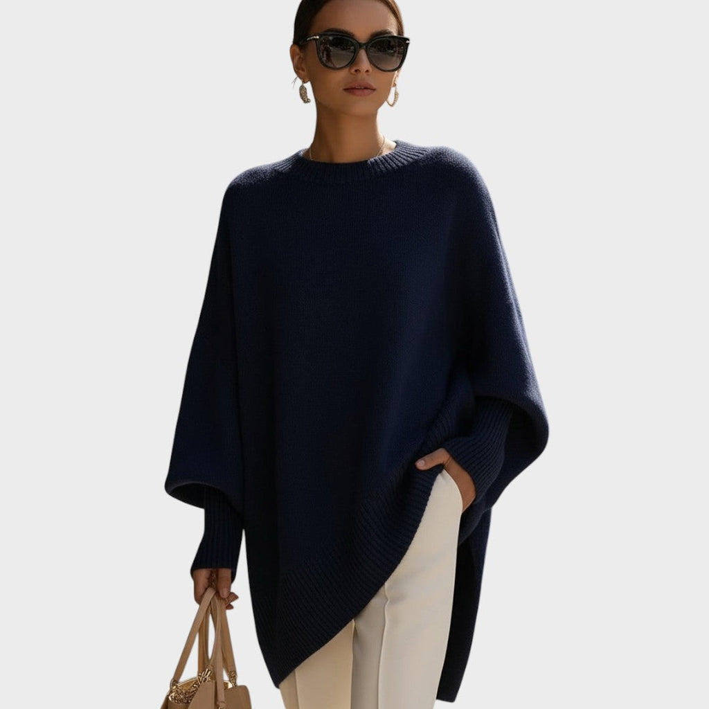 Capa de Punto Asimétrica Oversize | Celeste
