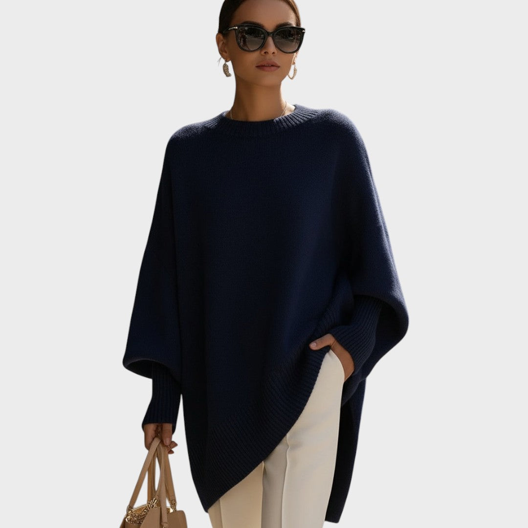 Capa de Punto Asimétrica Oversize | Celeste