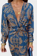Vestido Maxi Escote V Nudo Frontal Mujer | Elara