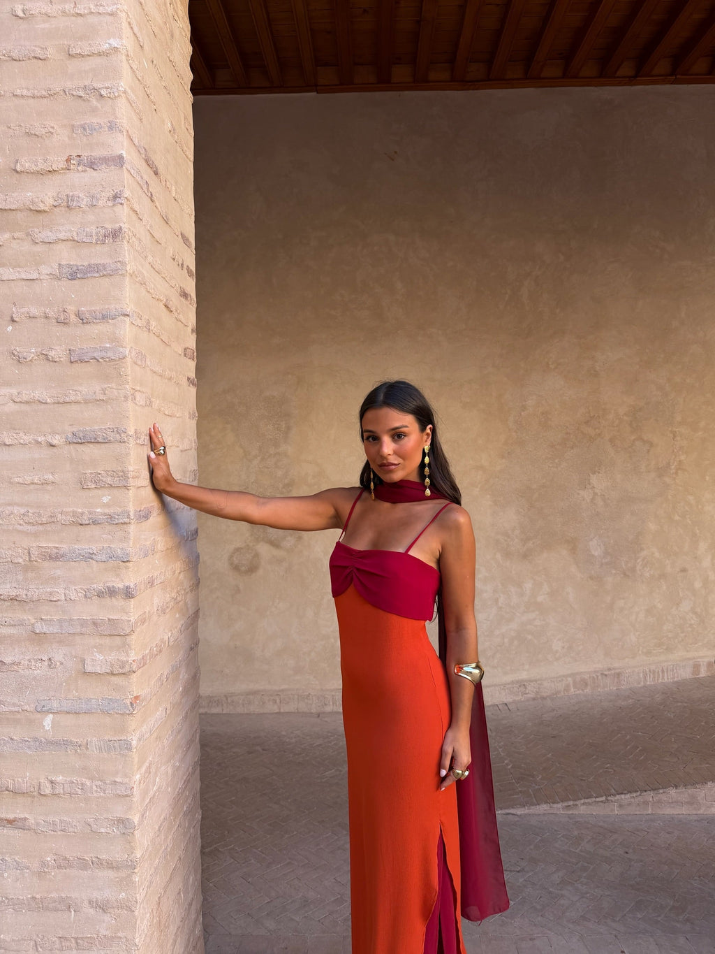 Robe Imprimée Orange et Rouge | Azahara