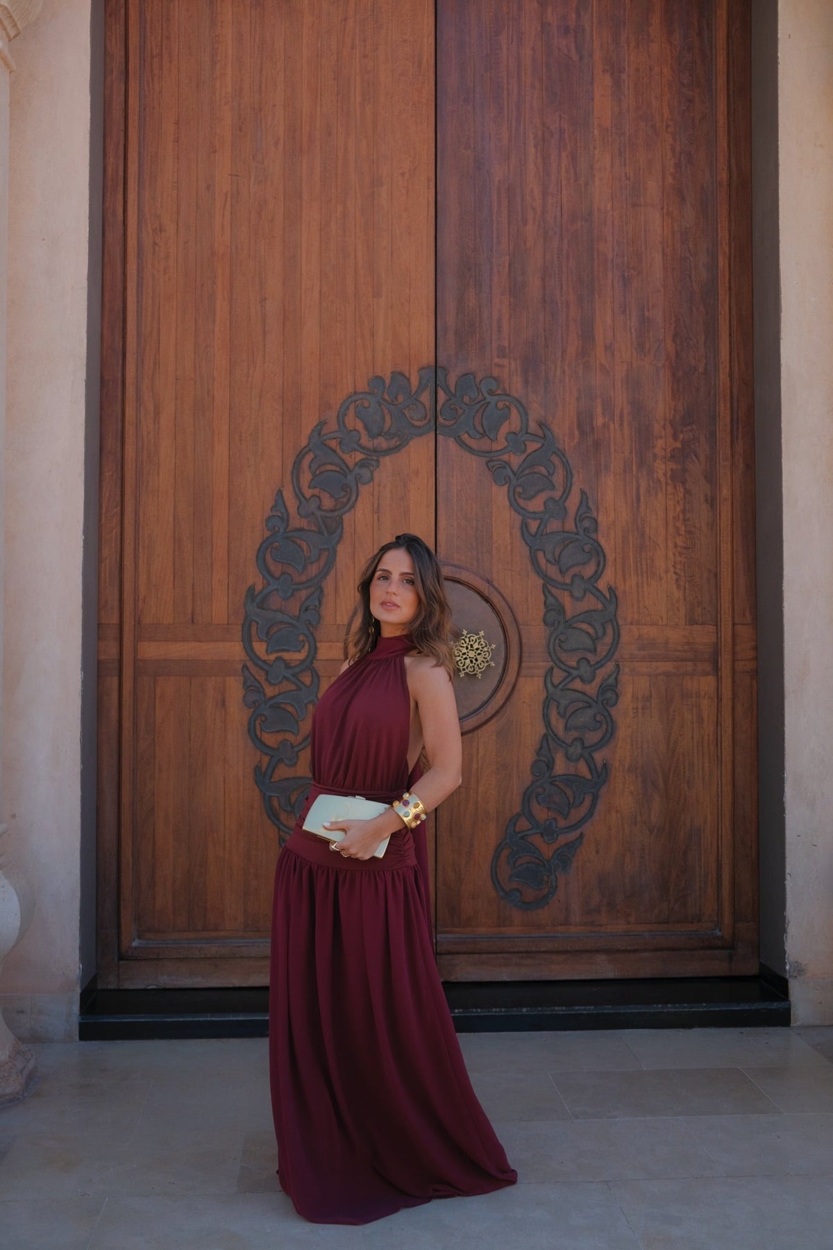 Vestido Largo Elegante Burdeos Mujer Ivitada de bodas | Paloma