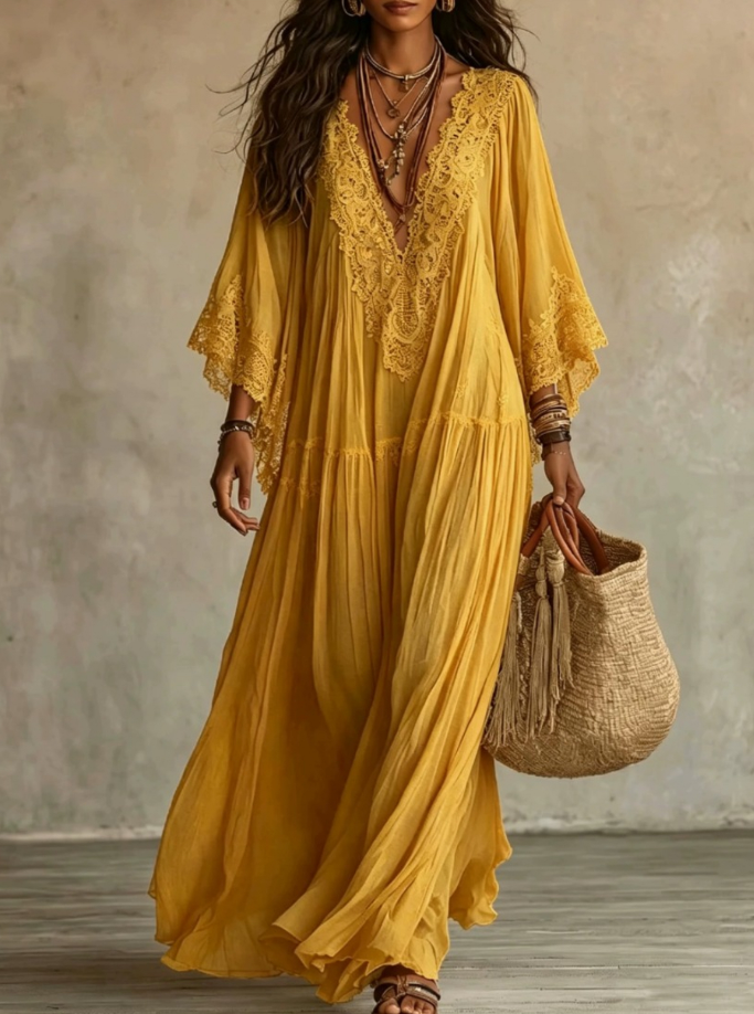 Vestido Ibicenco Largo Bohemio  Blanco para mujer | Brisas
