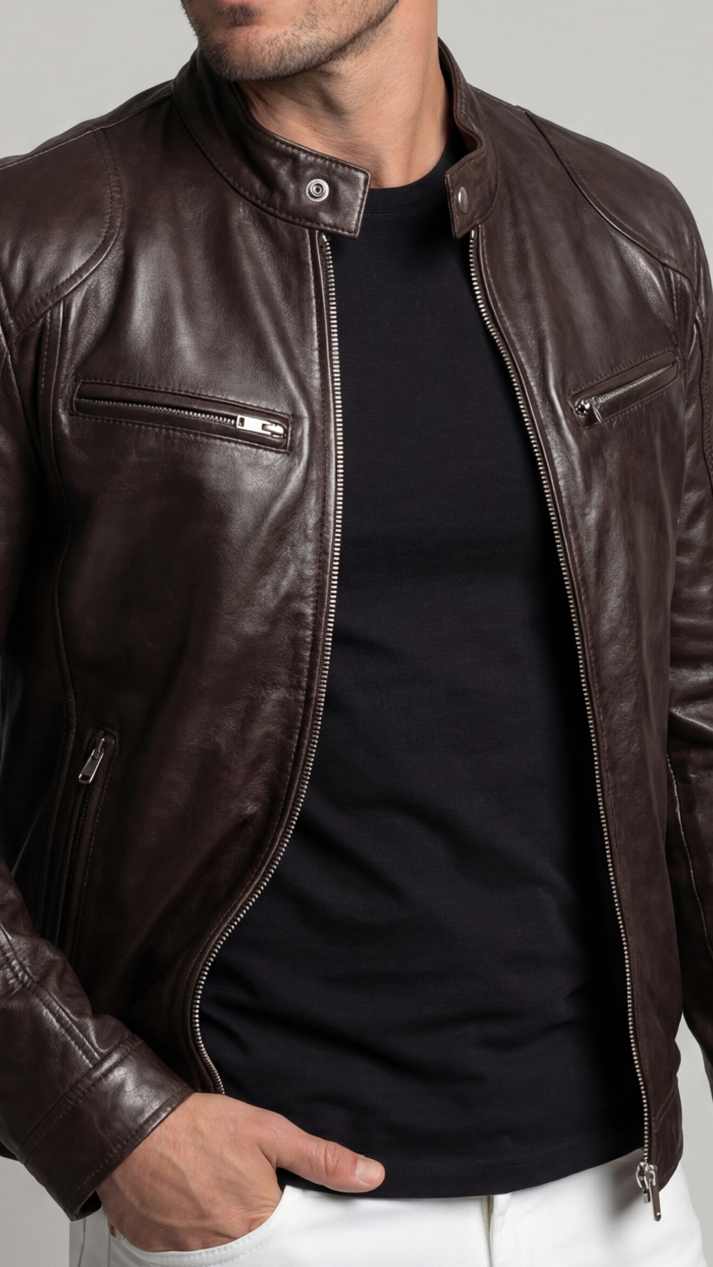 Chaqueta de Piel Hombre Elegante Otoño | Marc