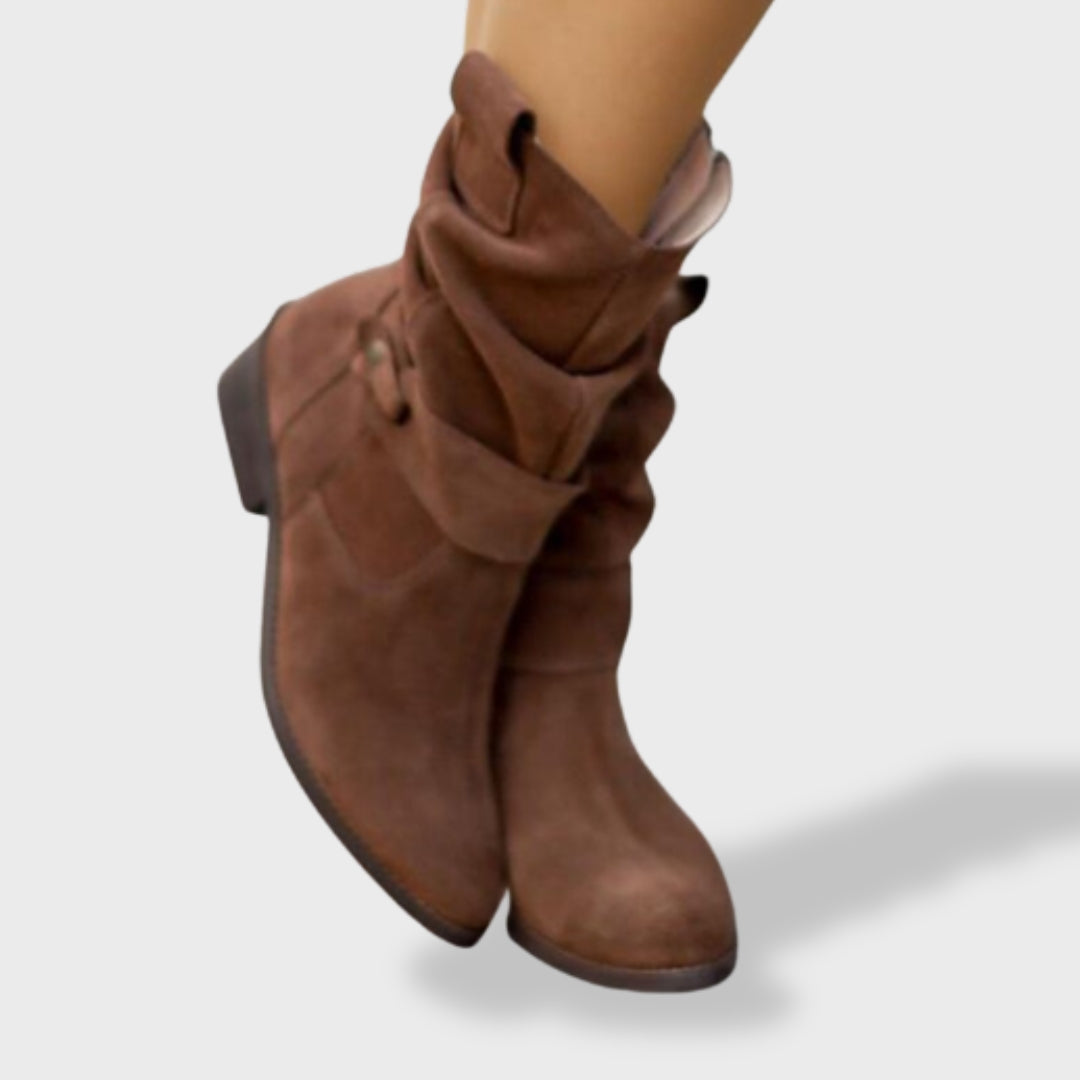 Bottines Suède Bout Rond Fermeture Éclair Femme | Lucía