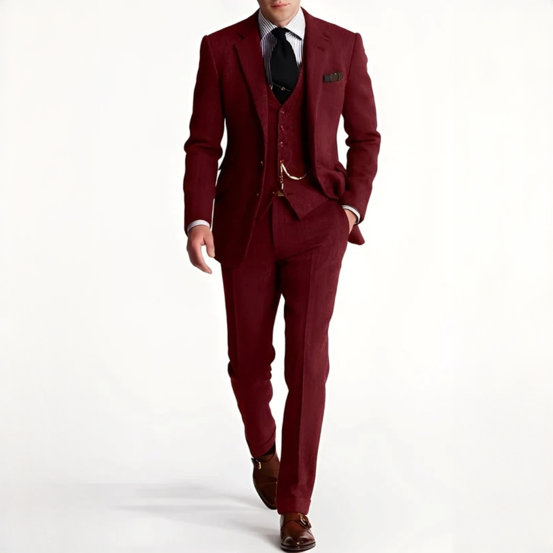 Costume trois pièces en tweed élégant pour homme | Desmond