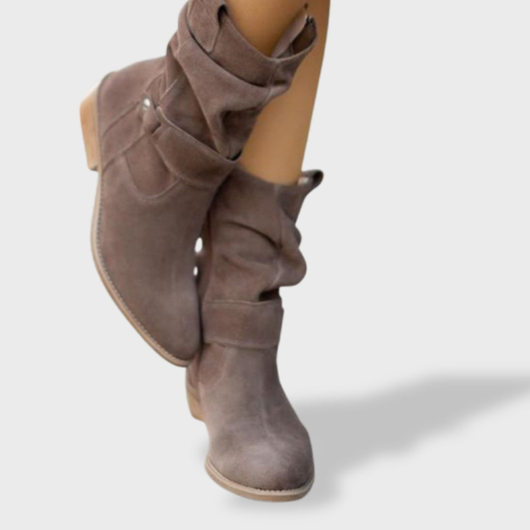 Bottines Suède Bout Rond Fermeture Éclair Femme | Lucía