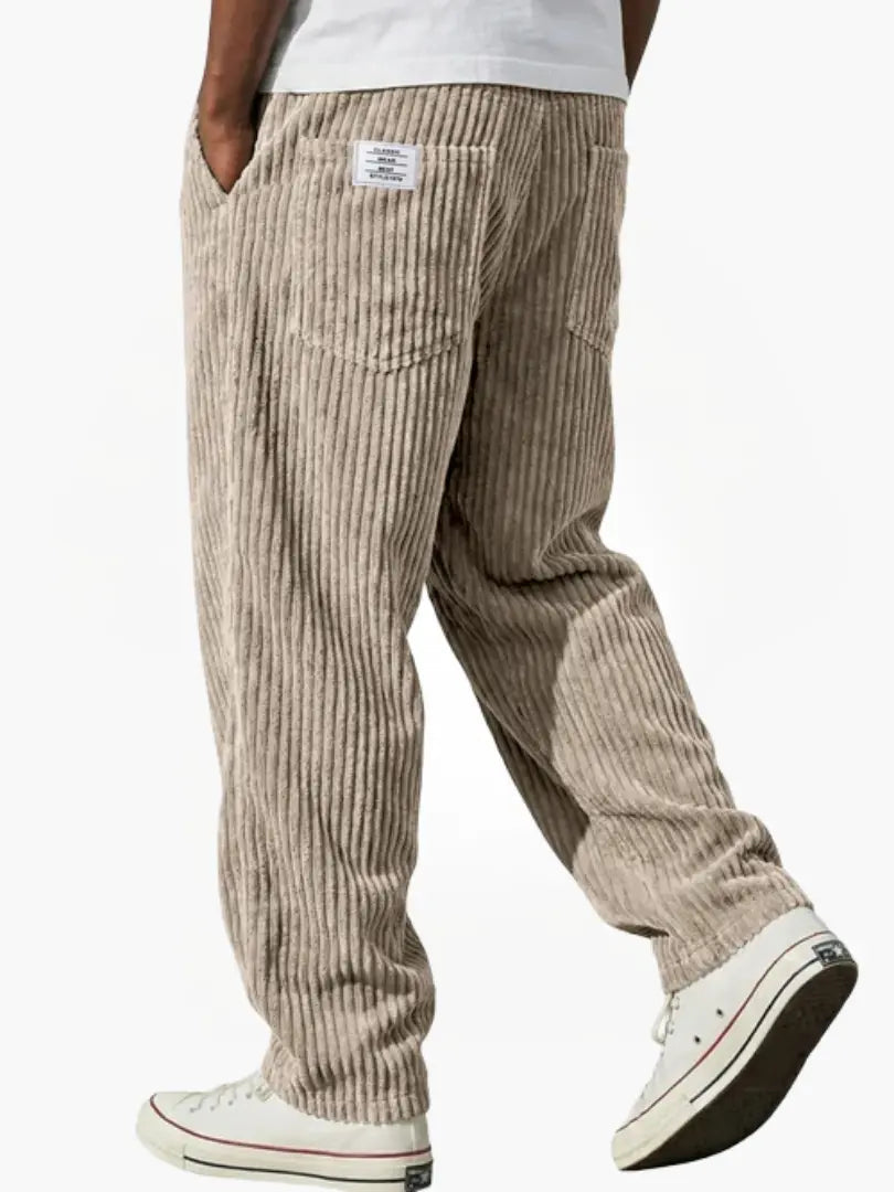 Pantalon en velours côtelé pour homme avec taille élastique