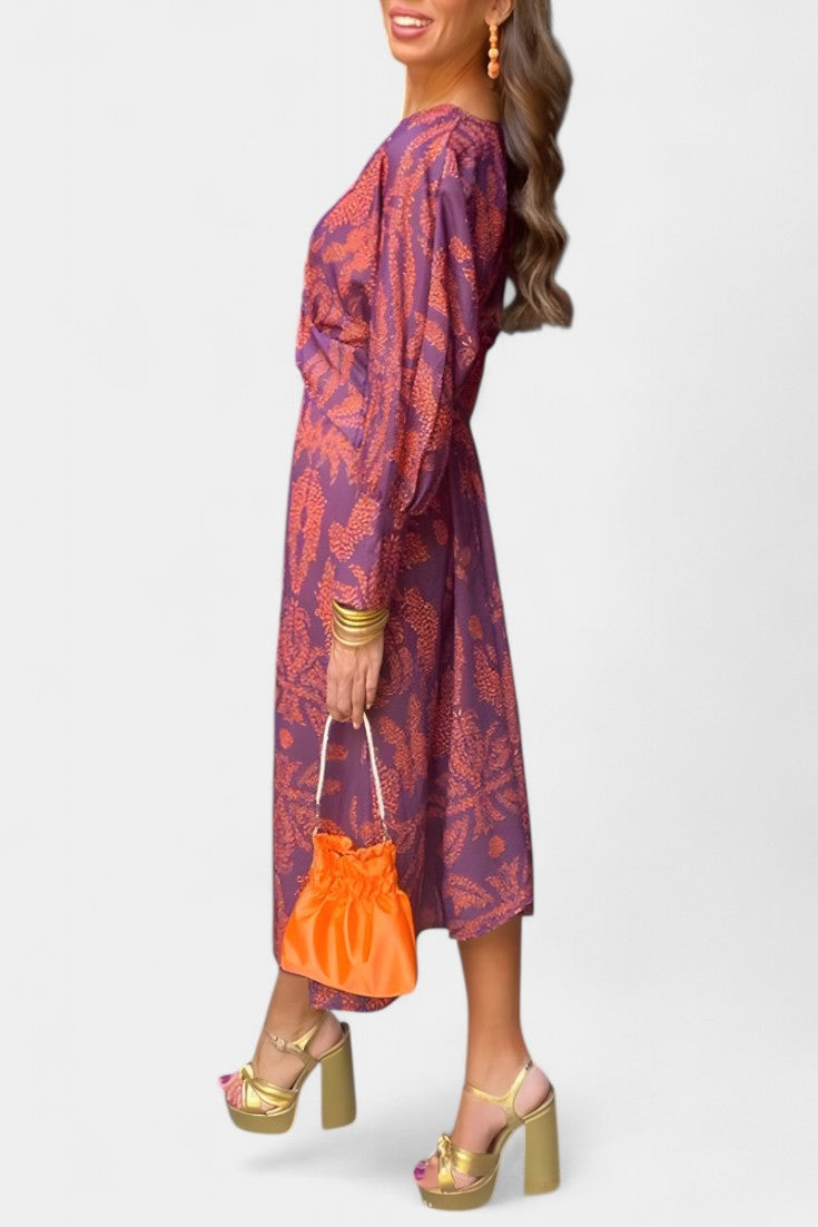 Vestido Maxi Escote V Nudo Frontal Mujer | Elara