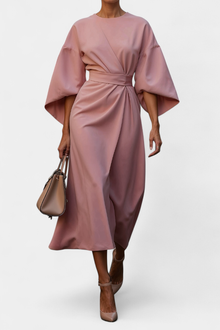 Vestido Manga Linterna Cintura Ajustada Mujer | Micaela