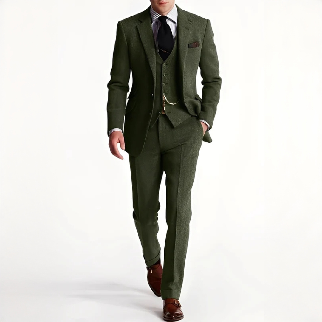Costume trois pièces en tweed élégant pour homme | Desmond