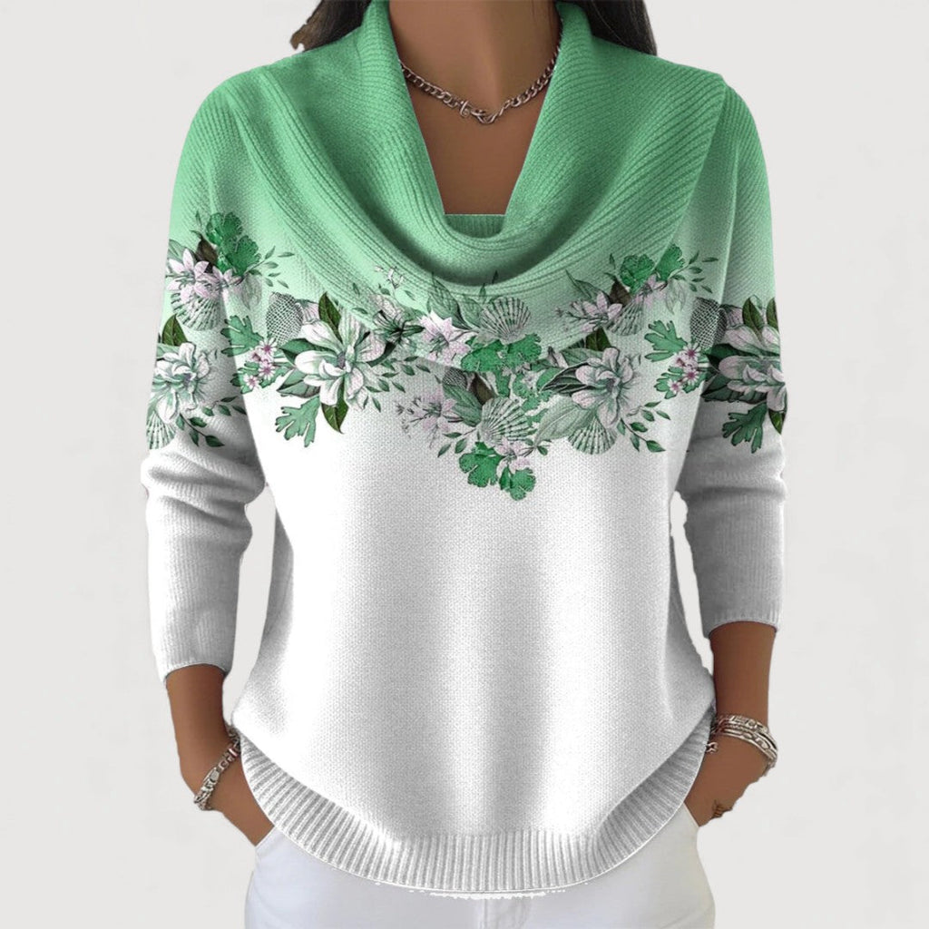 Jersey Floral con Cuello Vuelto | Alba