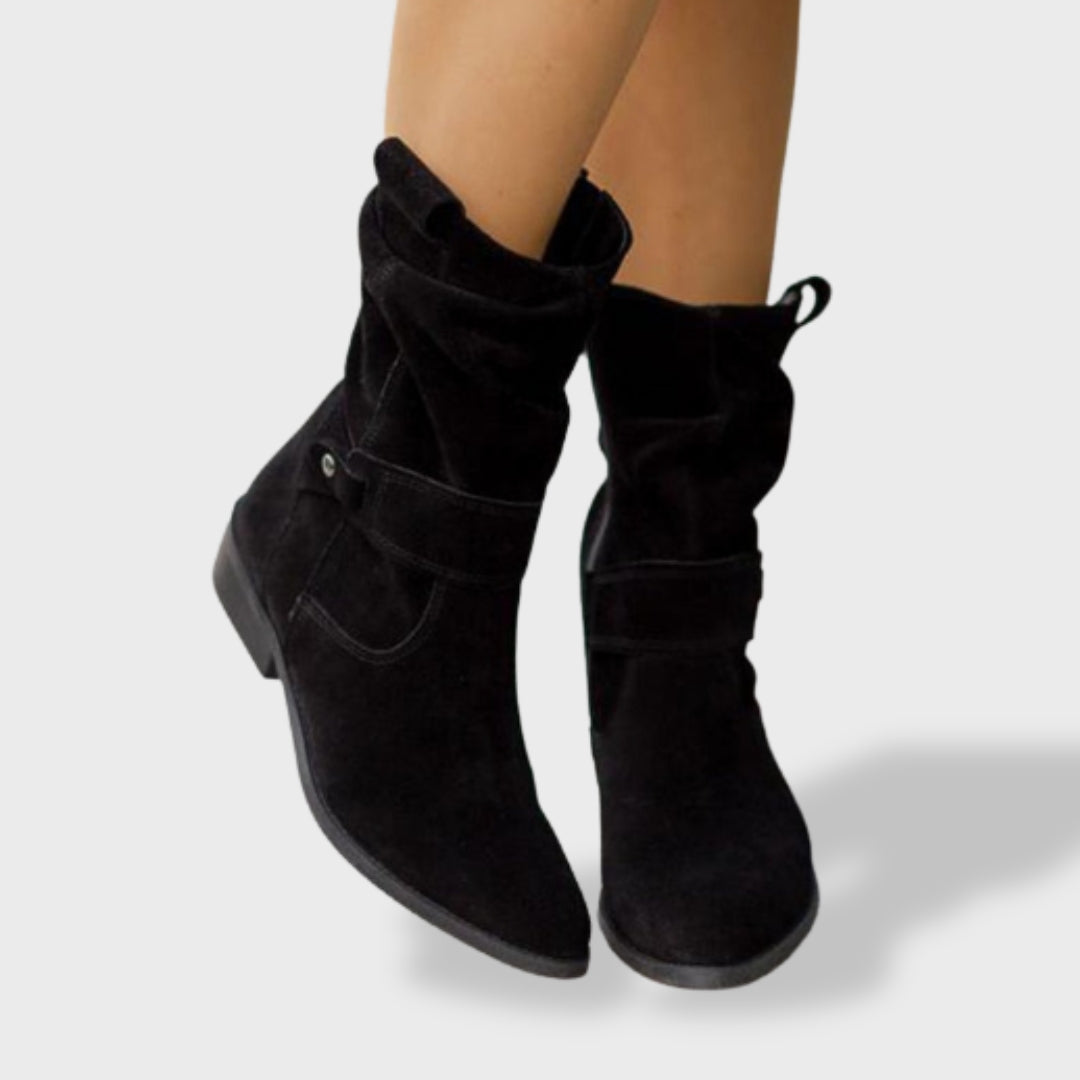 Bottines Suède Bout Rond Fermeture Éclair Femme | Lucía