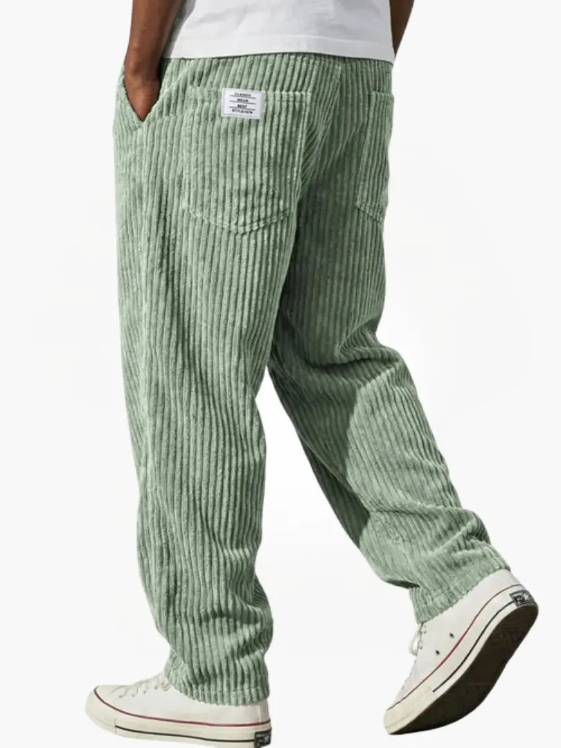 Pantalon en velours côtelé pour homme avec taille élastique