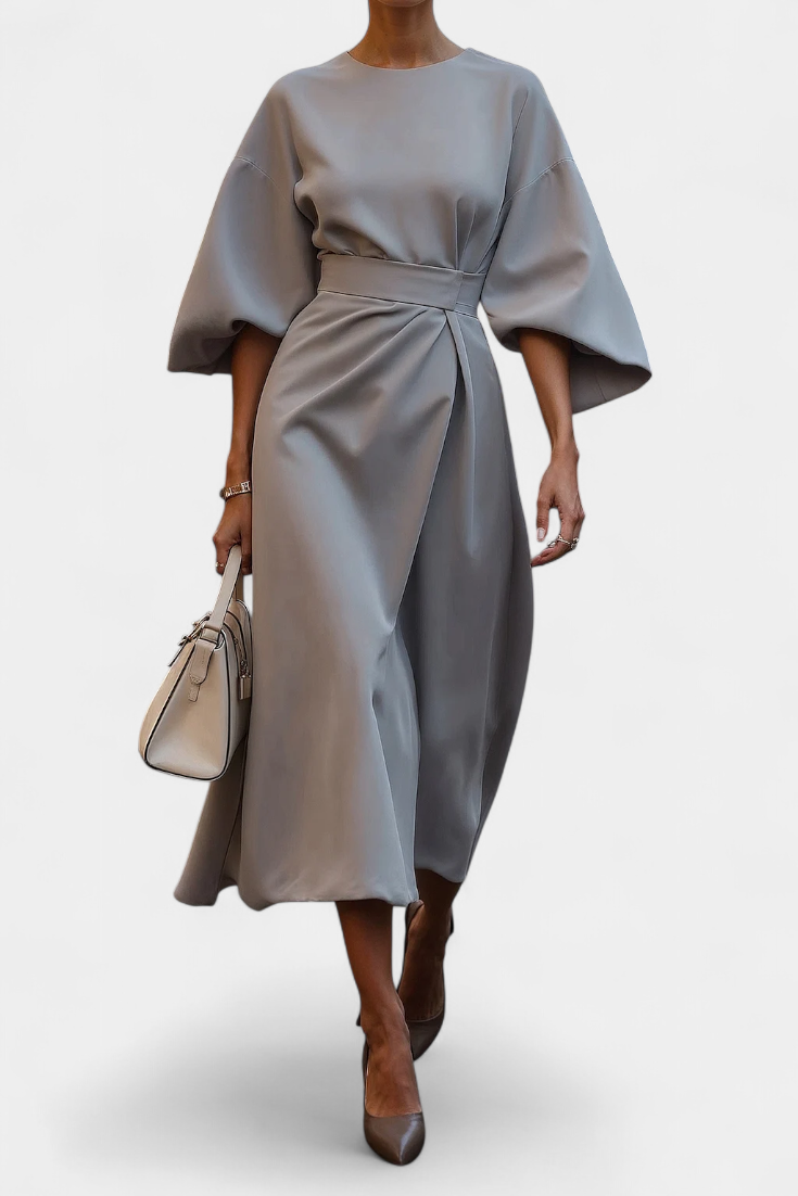 Vestido Manga Linterna Cintura Ajustada Mujer | Micaela