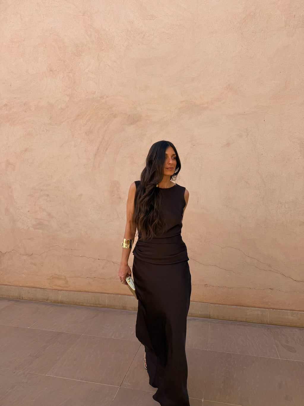 Vestido Largo Elegante Marrón Mujer Eventos Invitada de Boda | Medina
