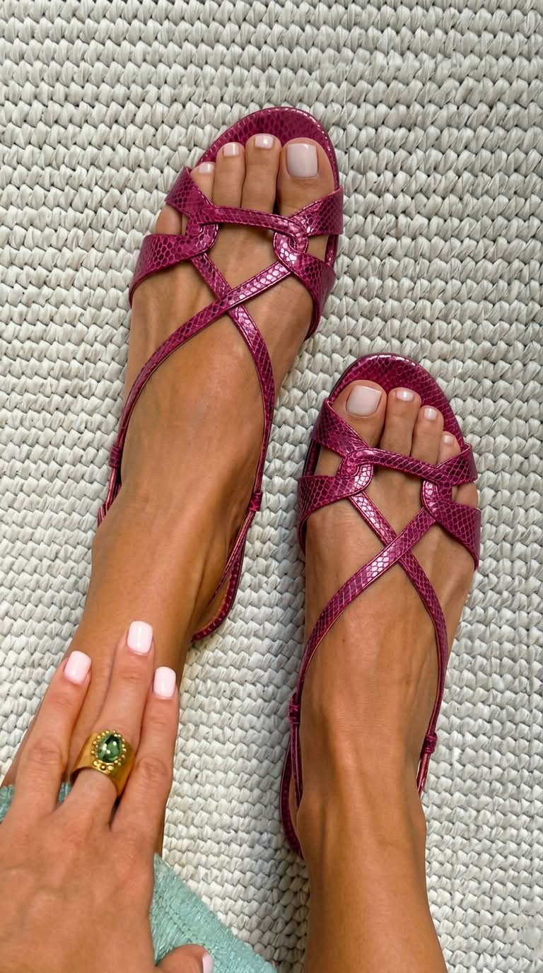 Sandalias Slingback Efecto Serpiente Punta Abierta Mujer | Luna Cruz