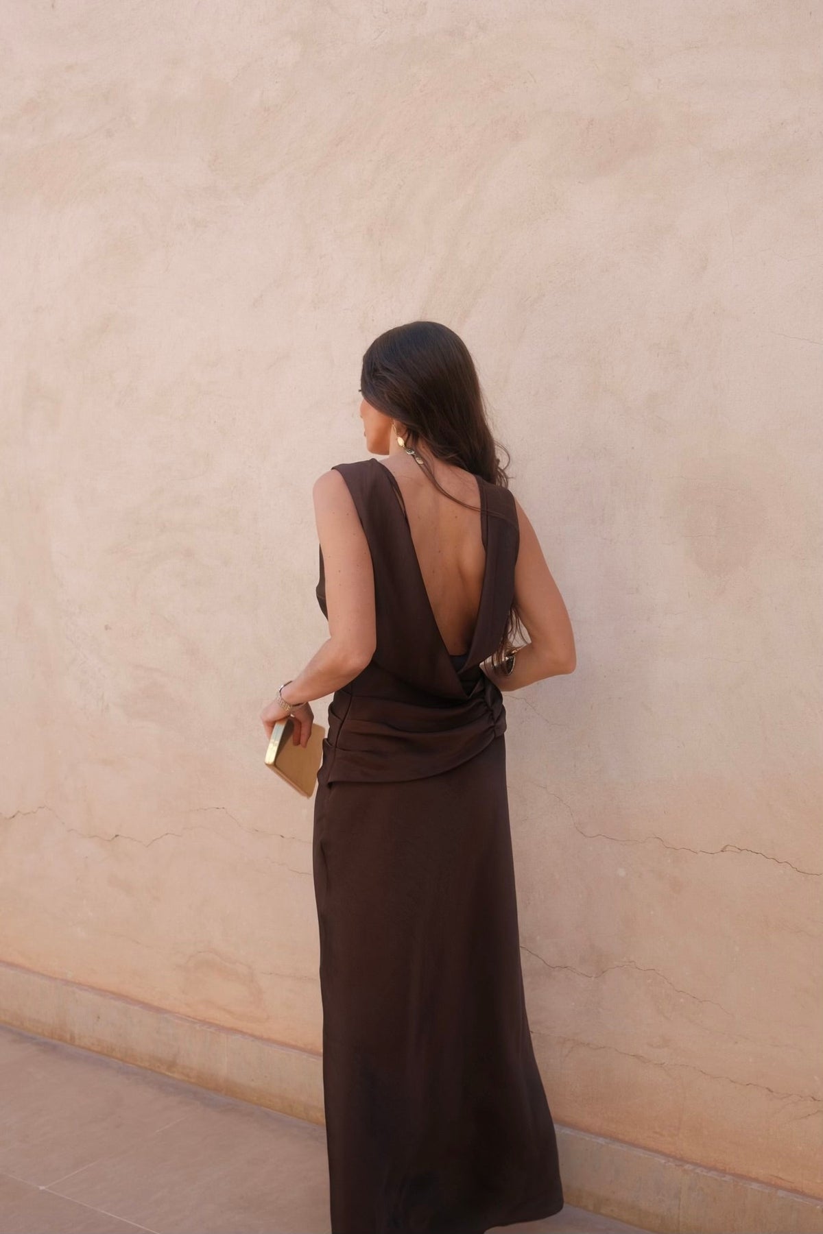 Vestido Largo Elegante Marrón Mujer Eventos Invitada de Boda | Medina