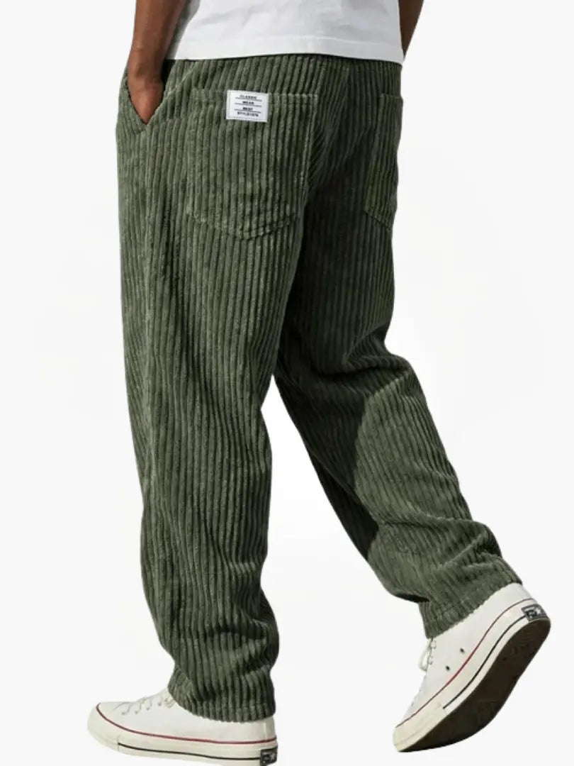 Pantalon en velours côtelé pour homme avec taille élastique