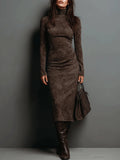 Vestido Largo Ante Elegante Mujer Otoño | Luna Cruz