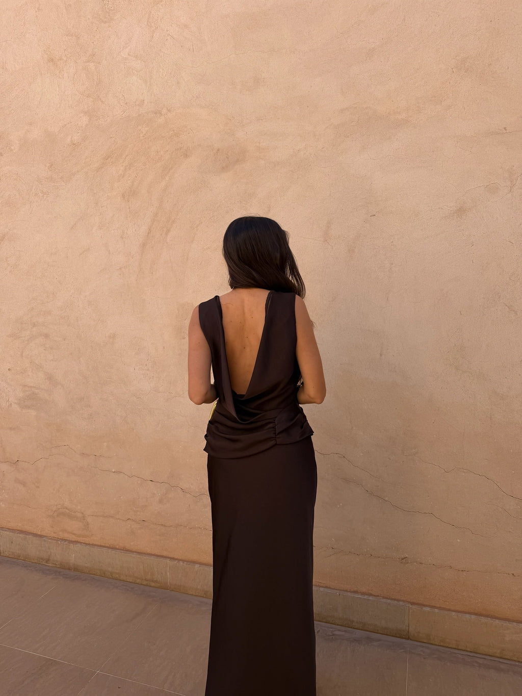 Vestido Largo Elegante Marrón Mujer Eventos Invitada de Boda | Medina