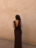 Vestido Largo Elegante Marrón Mujer Eventos Invitada de Boda | Medina