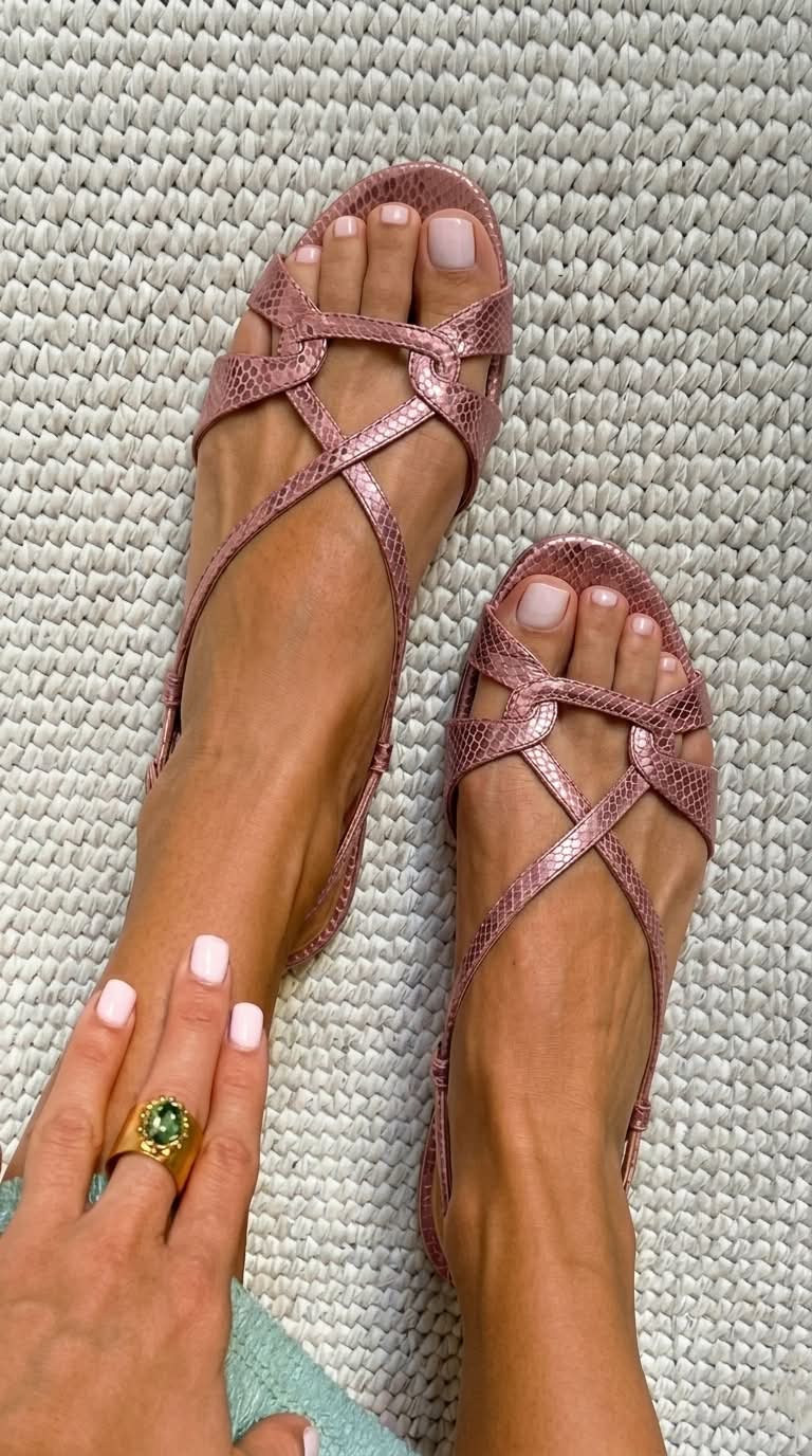 Sandalias Slingback Efecto Serpiente Punta Abierta Mujer | Luna Cruz