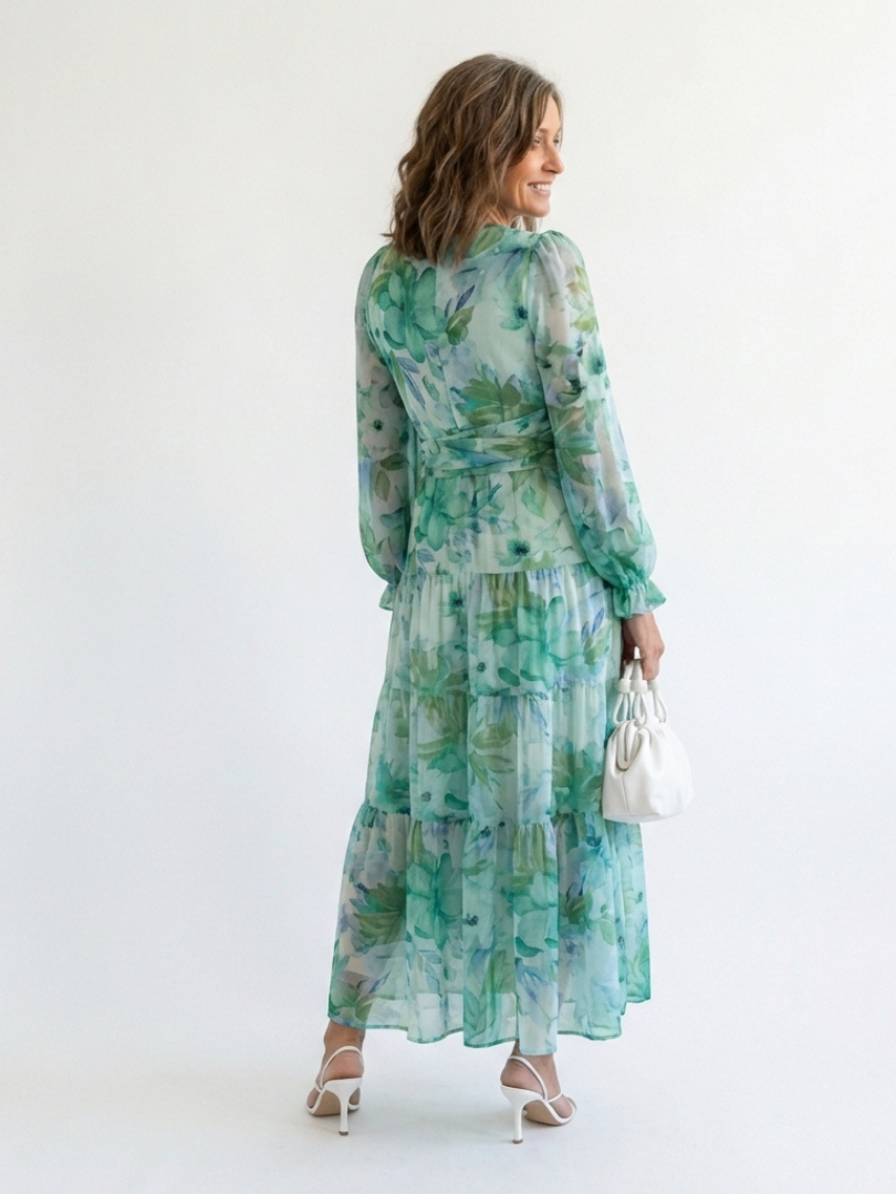 Vestido Largo Floral Manga Larga Mujer | Althea