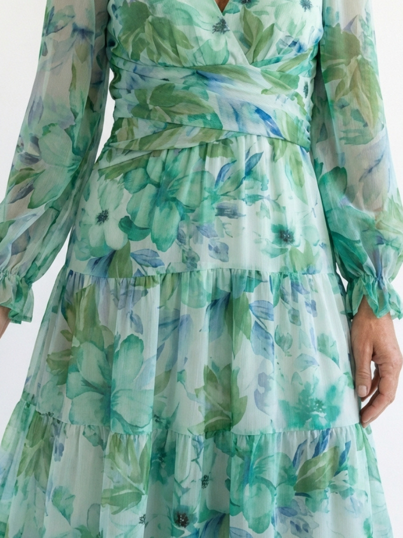Vestido Largo Floral Manga Larga Mujer | Althea