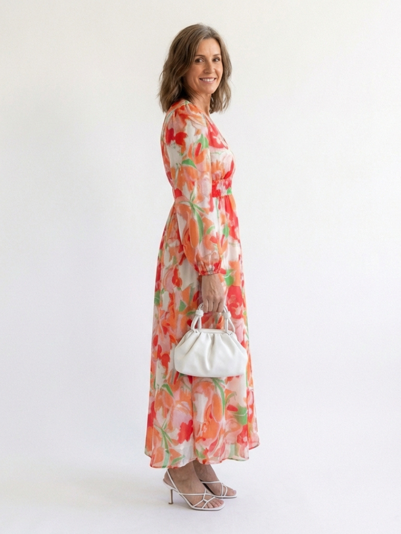Vestido Largo Floral Manga Larga Mujer | Althea