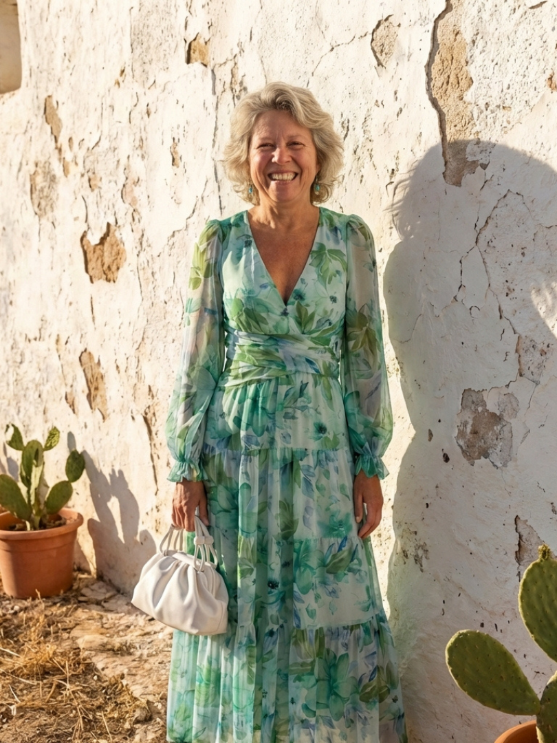Vestido Largo Floral Manga Larga Mujer | Althea