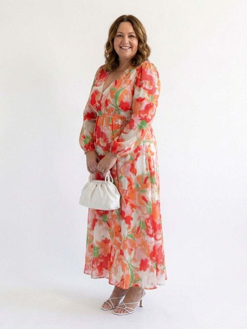 Vestido Largo Floral Manga Larga Mujer | Althea