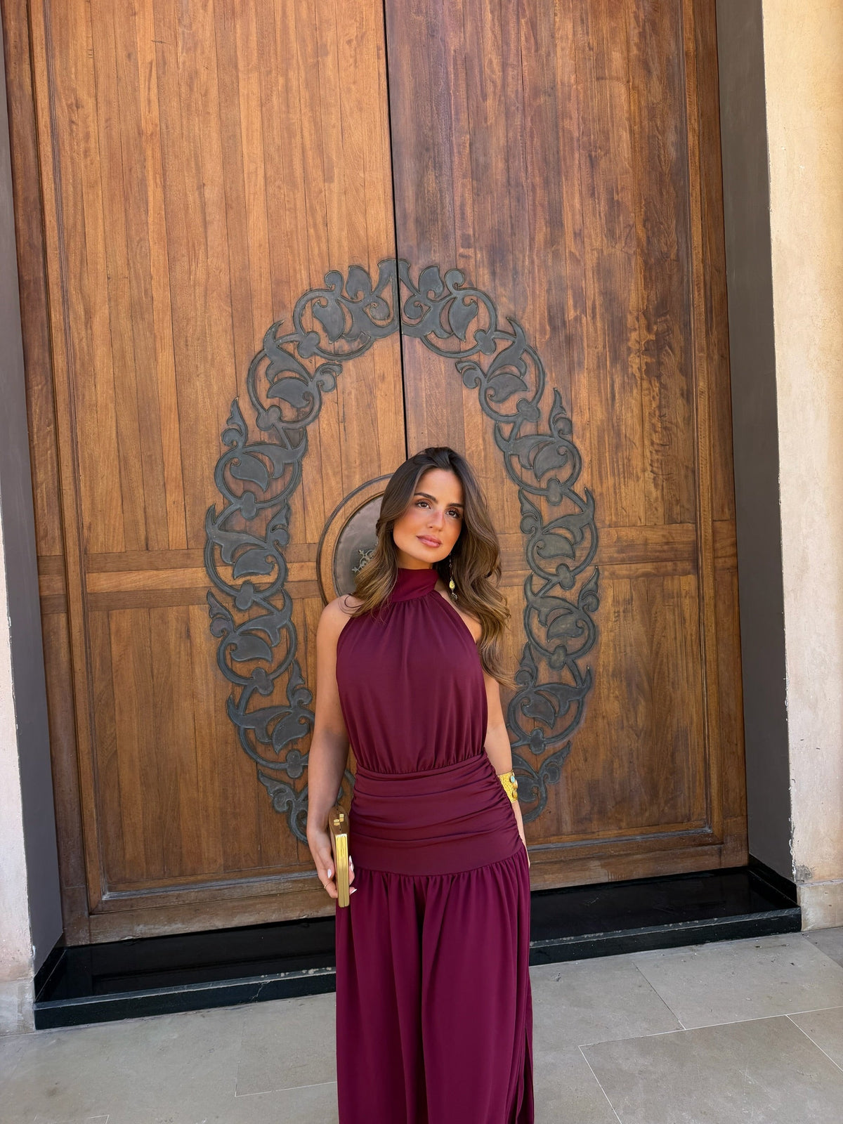Vestido Largo Elegante Burdeos Mujer Ivitada de bodas | Paloma