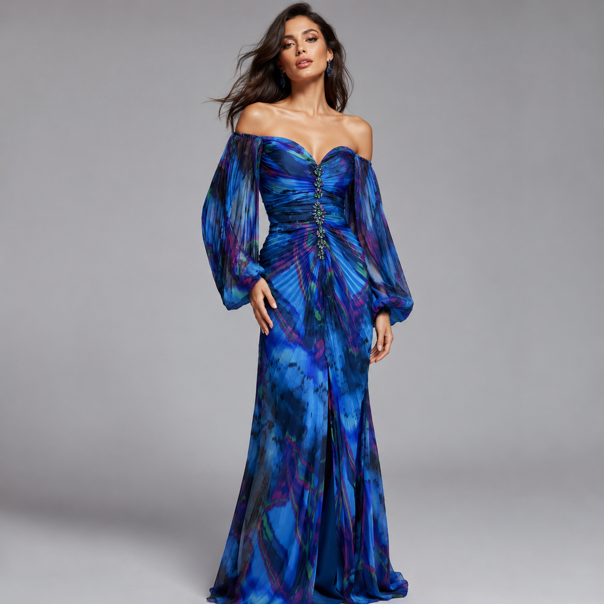 Vestido Floral con escote en V para mujer Eventos  | Ludovica