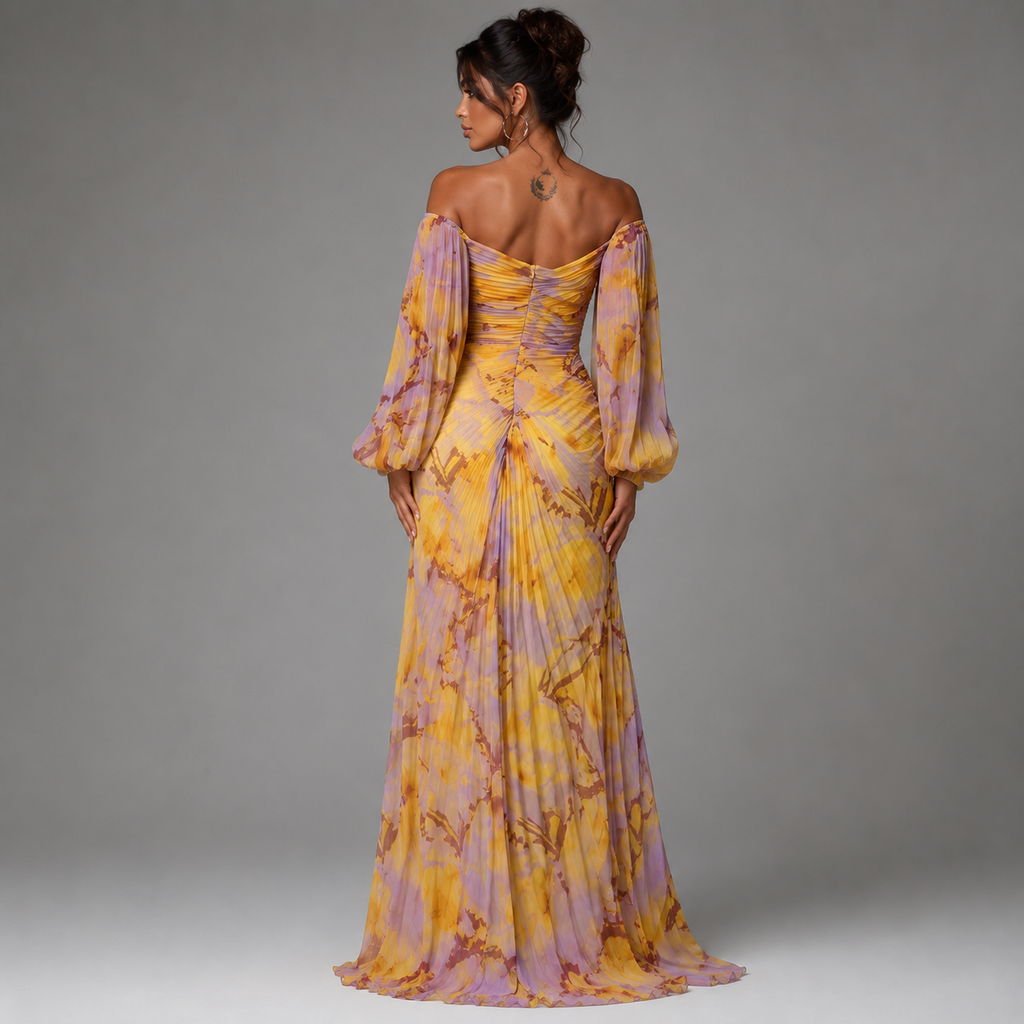 Vestido Floral con escote en V para mujer Eventos  | Ludovica