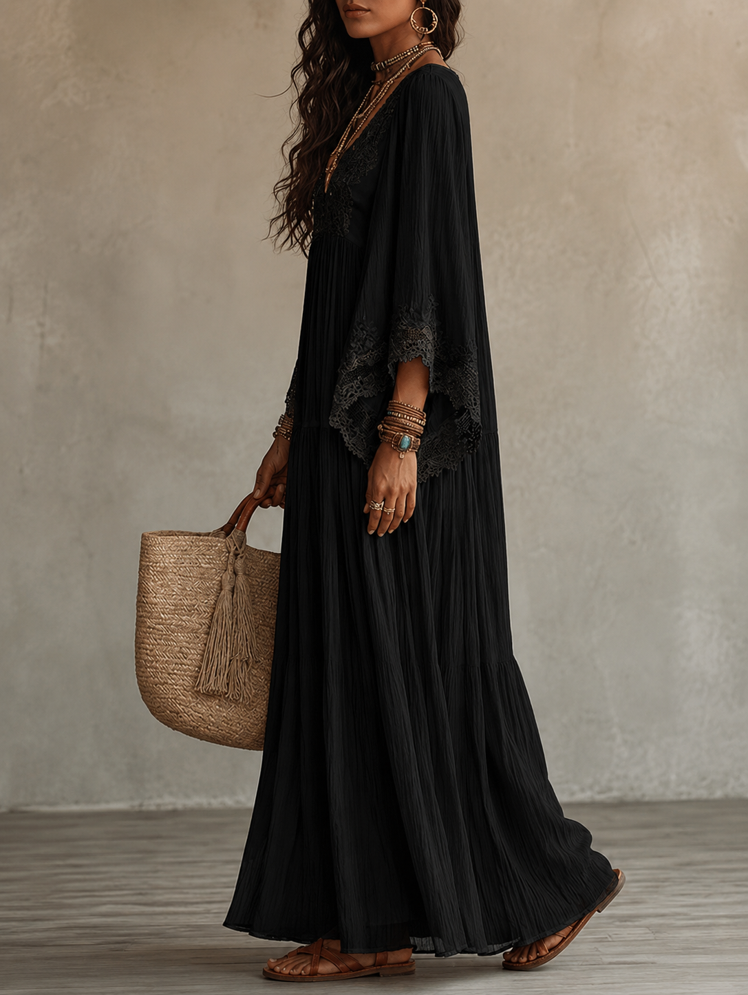 Vestido Ibicenco Largo Bohemio  Blanco para mujer | Brisas