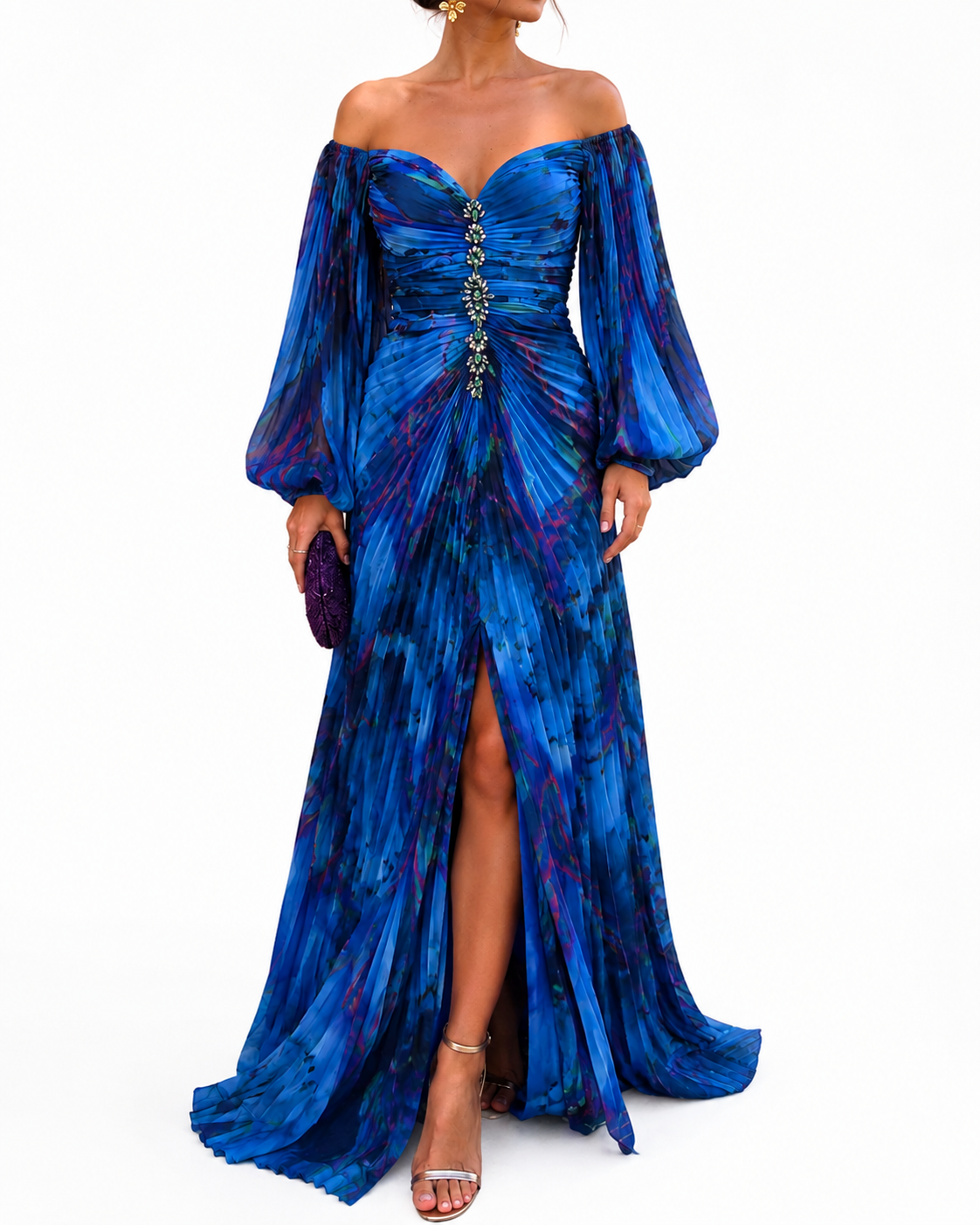 Vestido Floral con escote en V para mujer Eventos  | Ludovica
