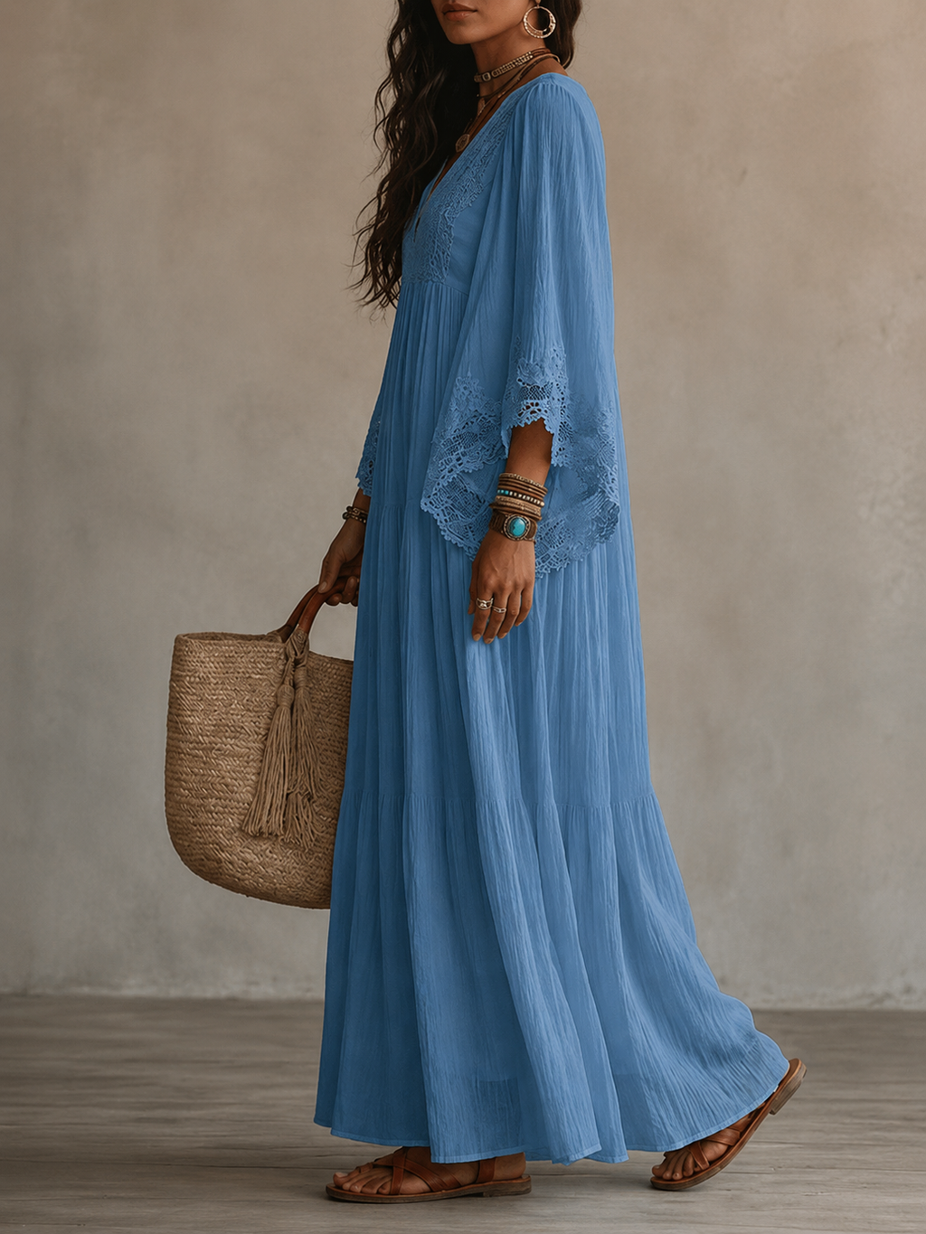 Vestido Ibicenco Largo Bohemio  Blanco para mujer | Brisas
