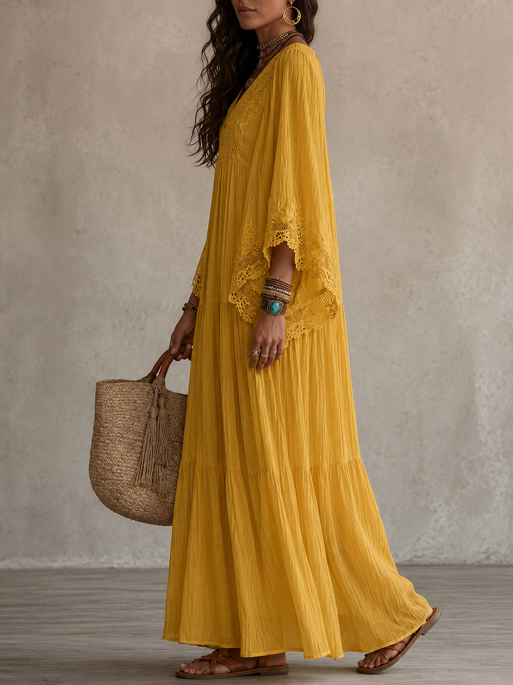 Vestido Ibicenco Largo Bohemio  Blanco para mujer | Brisas
