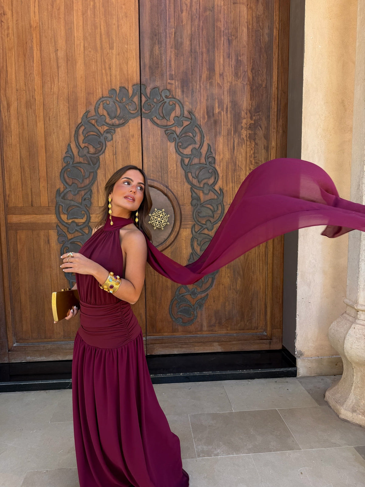 Vestido Largo Elegante Burdeos Mujer Ivitada de bodas | Paloma
