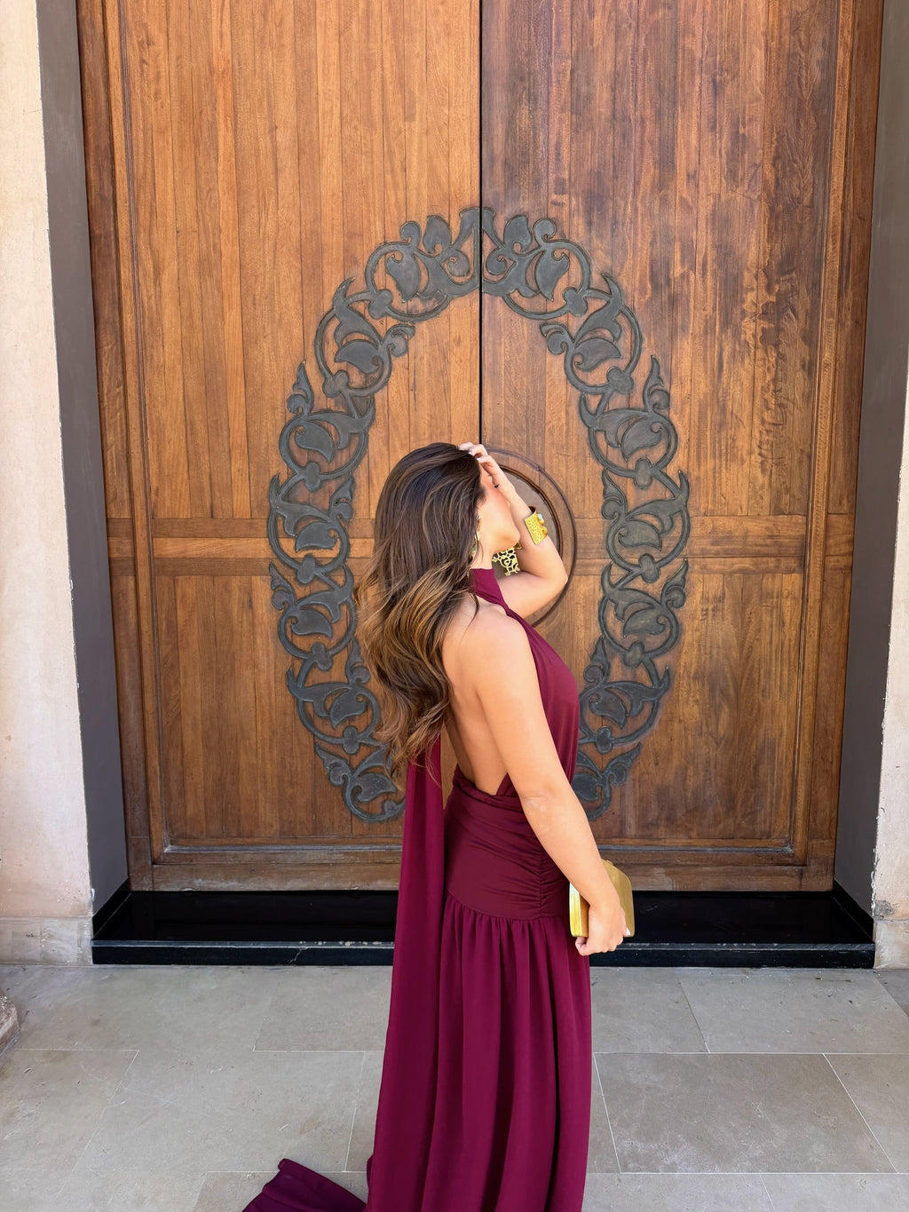 Vestido Largo Elegante Burdeos Mujer Ivitada de bodas | Paloma