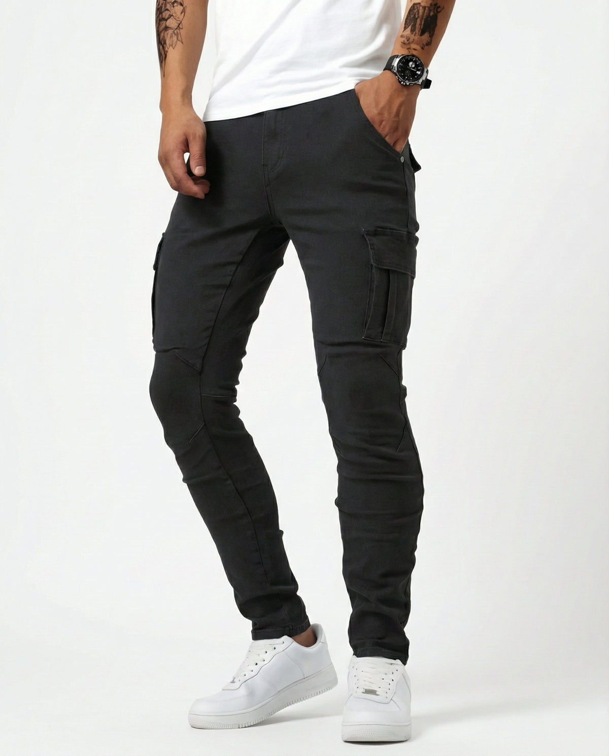 Pantalon cargo marine stretch