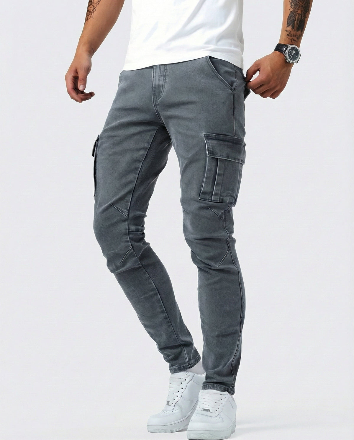 Pantalon cargo marine stretch
