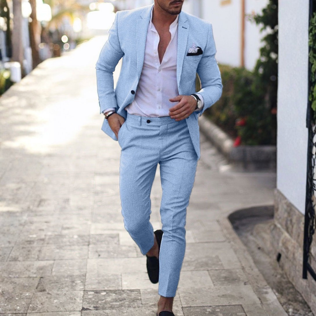 Traje de Lino de Dos Piezas Slim Fit Hombre Solapa Clásica Elegante | Adrian