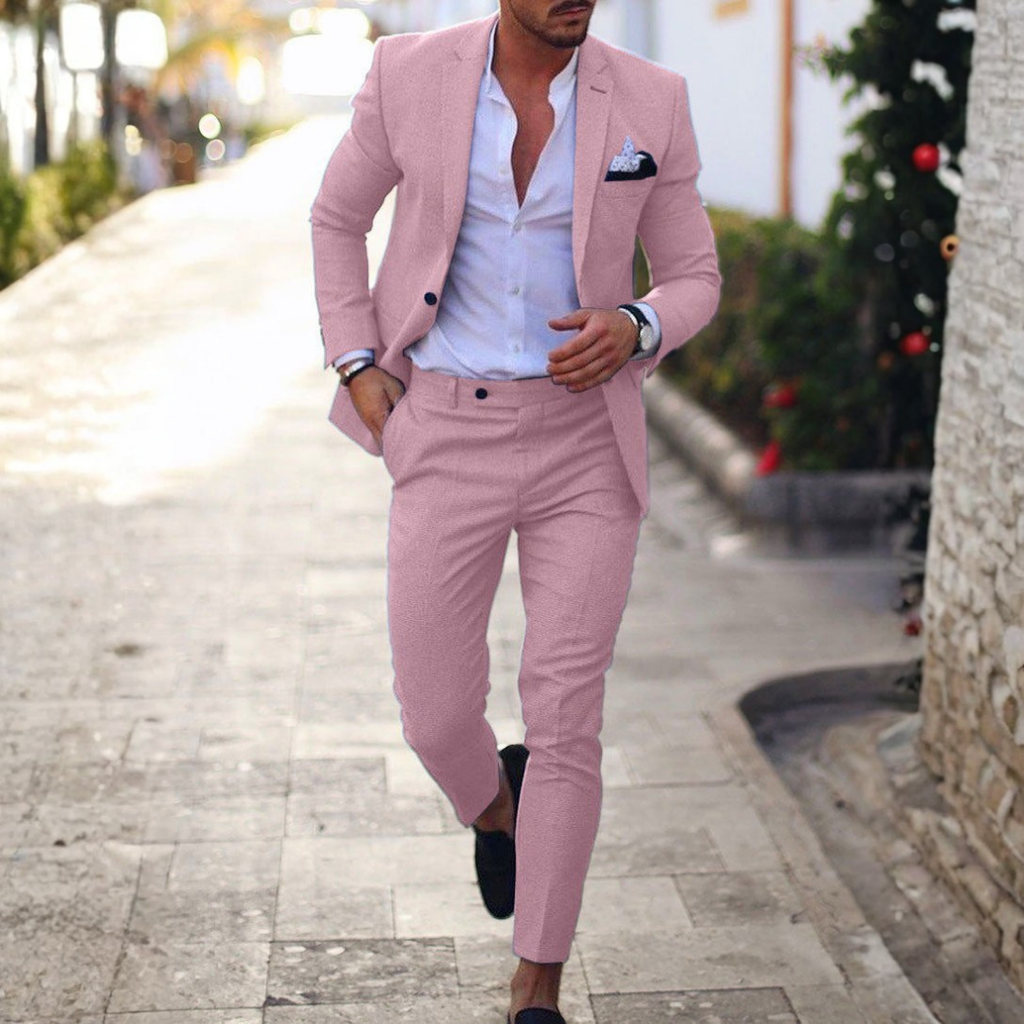 Traje de Lino de Dos Piezas Slim Fit Hombre Solapa Clásica Elegante | Adrian