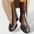 Bottes en cuir à lacets mi-mollet pour femme | Luna Cruz