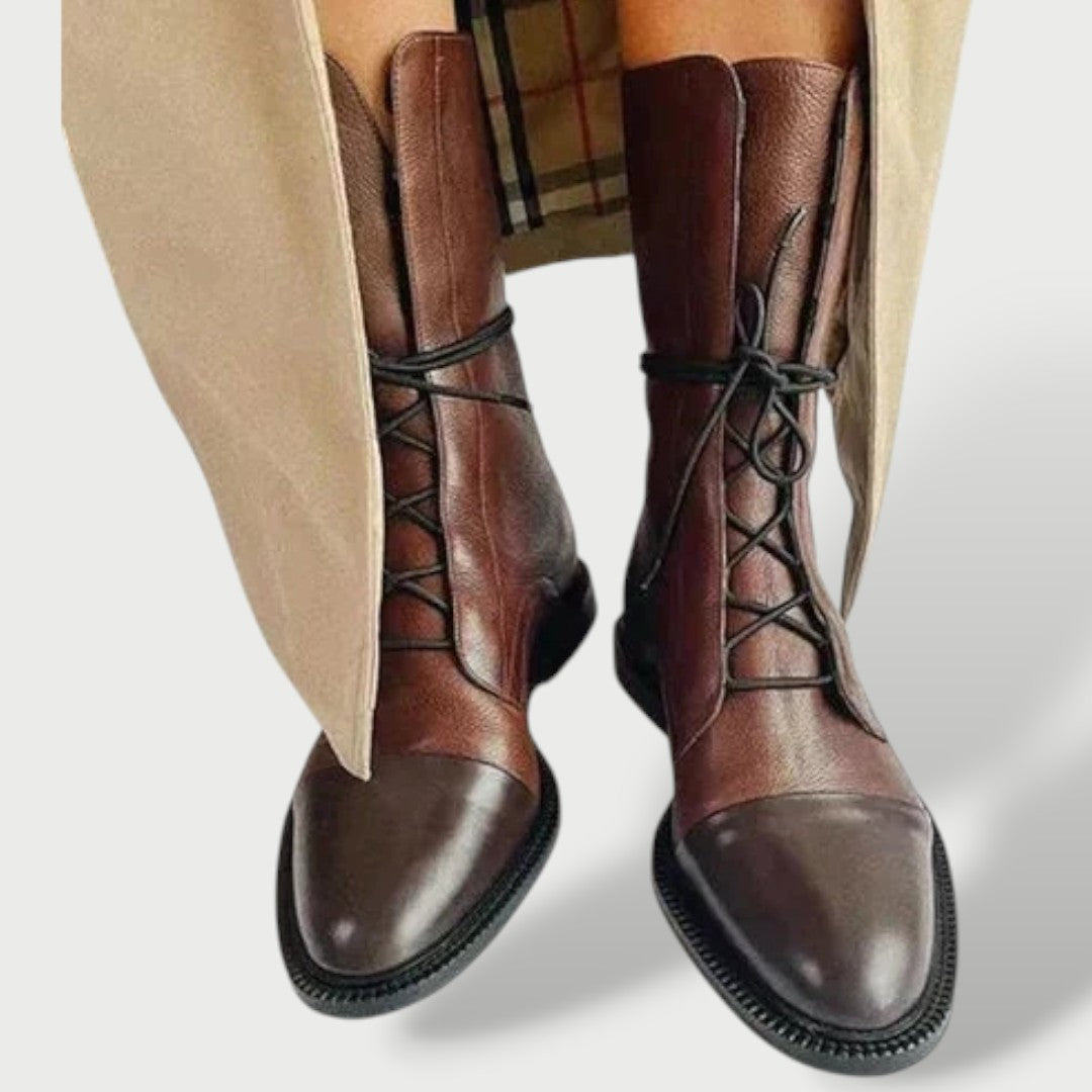 Bottes en cuir à lacets mi-mollet pour femme | Luna Cruz