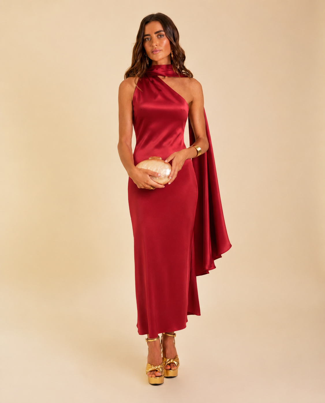 Vestido Midi Asimétrico Rojo para Mujer | Sara