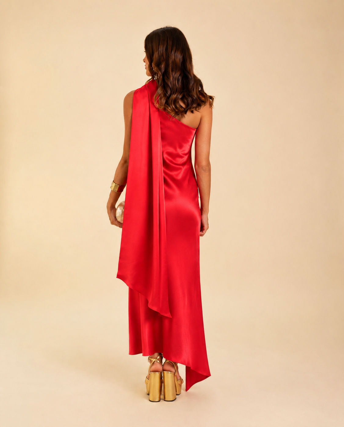 Vestido Midi Asimétrico Rojo para Mujer | Sara